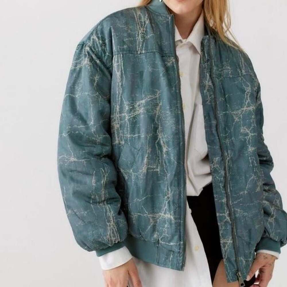 BDG Urban Outfitters Marcy Nylon Bomber Jacket Light Green